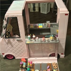 Our Generation Deluxe Pink Ice Cream Truck Playset 18” doll play